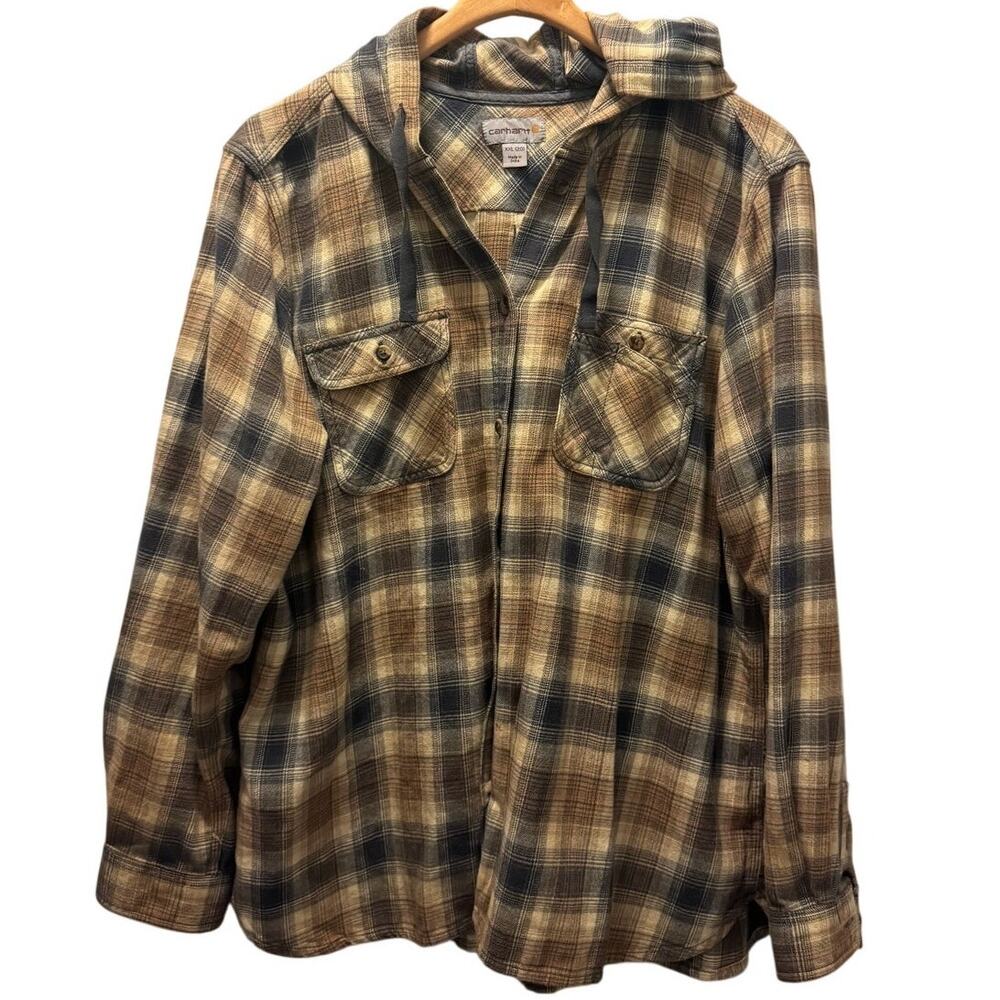 Carhartt Women's Hooded Plaid Flannel Shirt Jacket Multicolor Cotton Size XXL